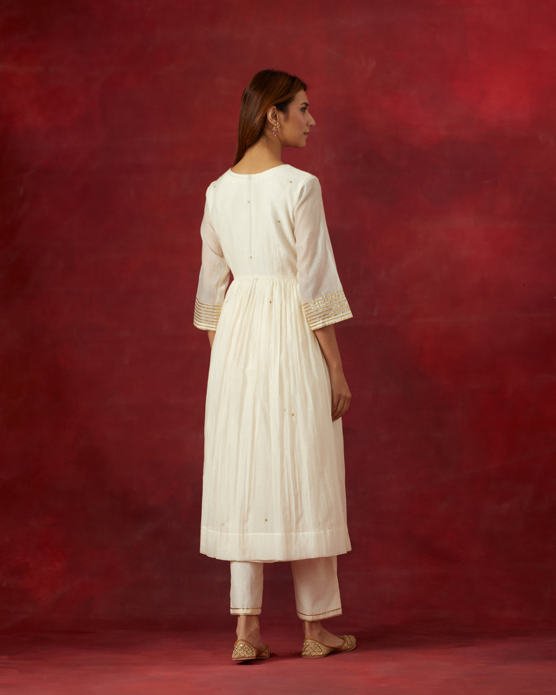 White Embroidered Light Chanderi Kurta with Pants and Jacket