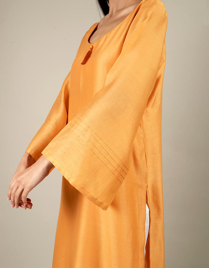 Orange chanderi silk straight-cut kurta