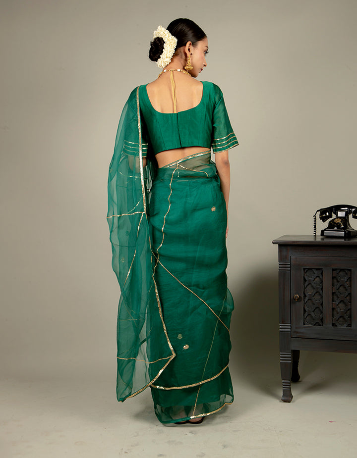 Buy-Green-Organza-Saree-dress-for-women-in-India