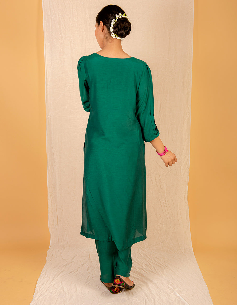 Buy-Green-straight-cut-kurta-with-pants-for-women-in-India