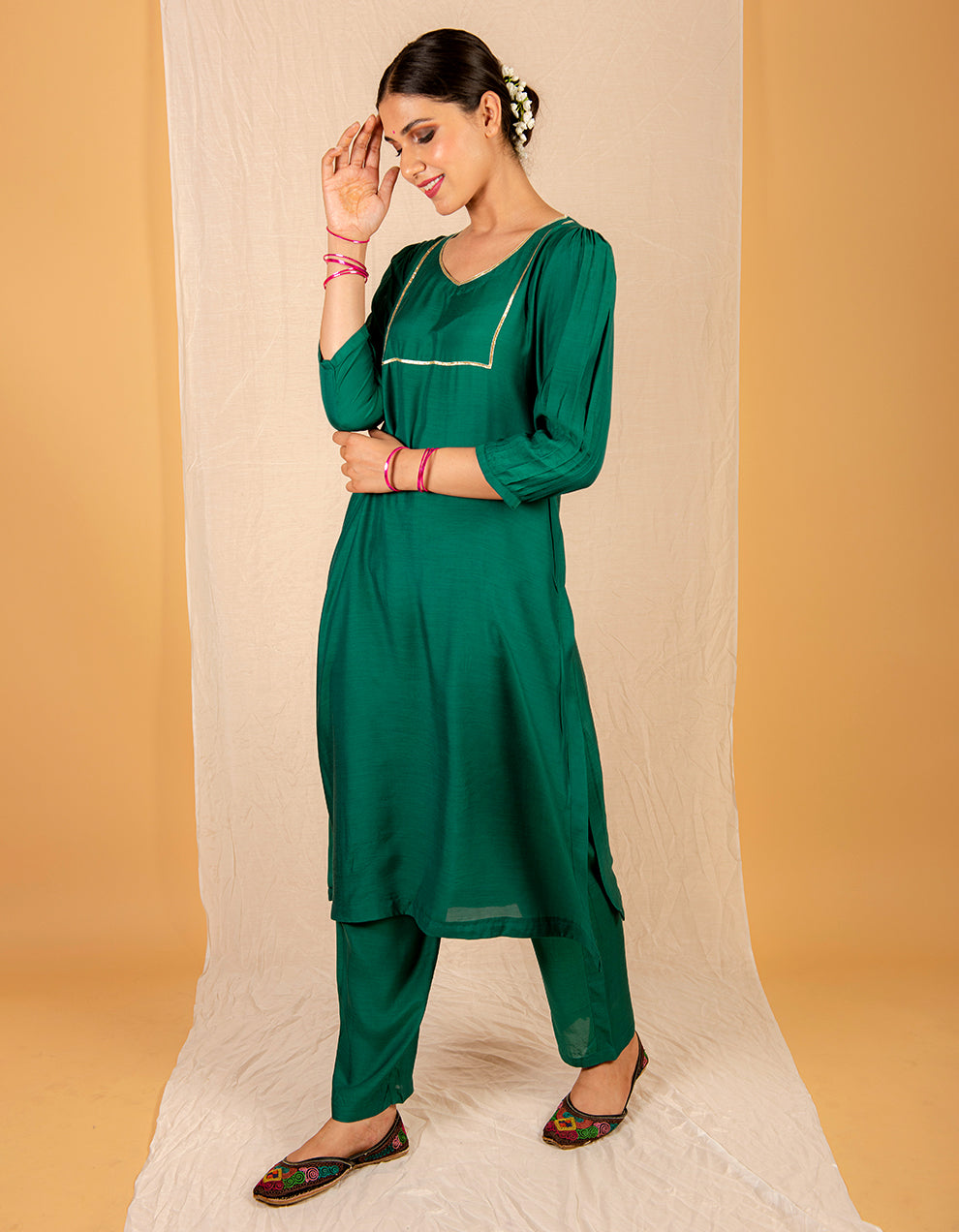 Buy-Green-straight-pants-dress-for-women-in-India