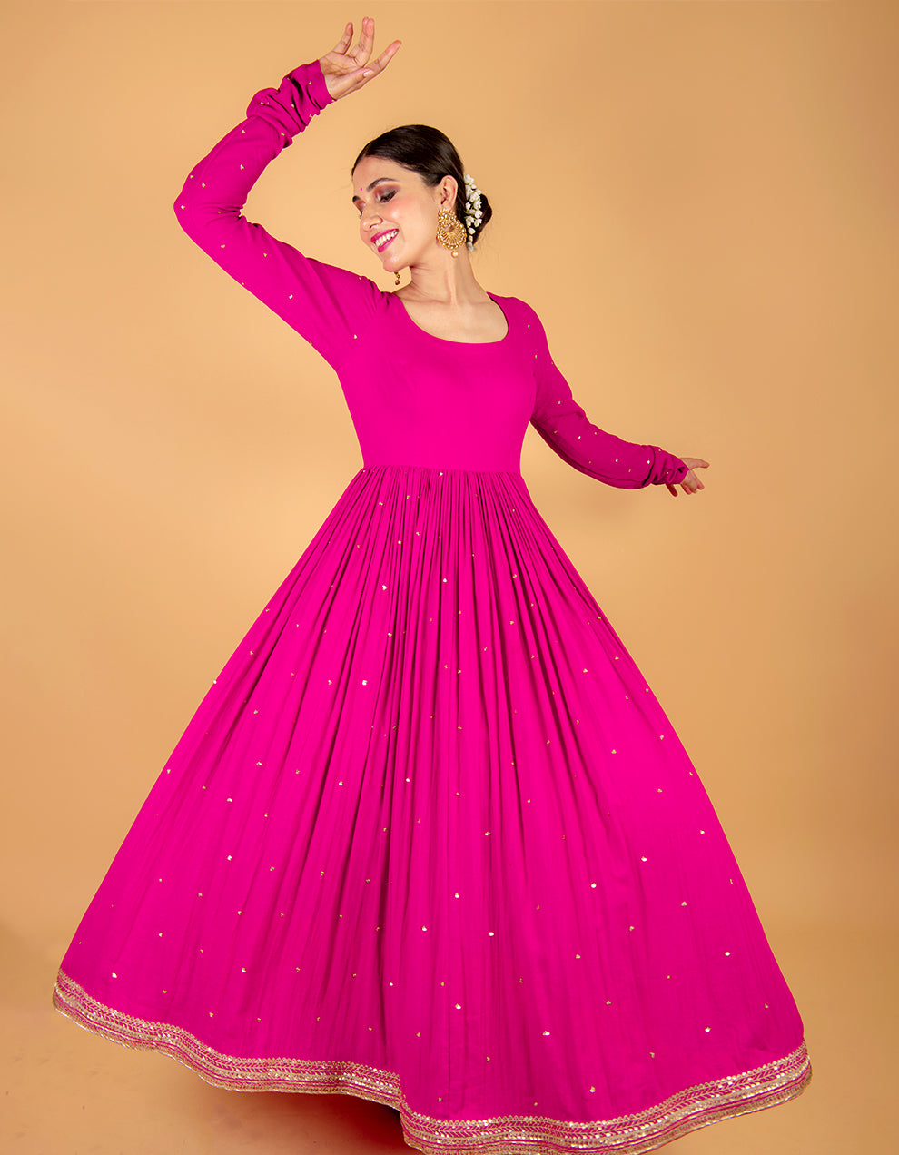 white christmas dresses Magenta Cheese Cotton Anarkali Kurta – Ikshita Choudhary