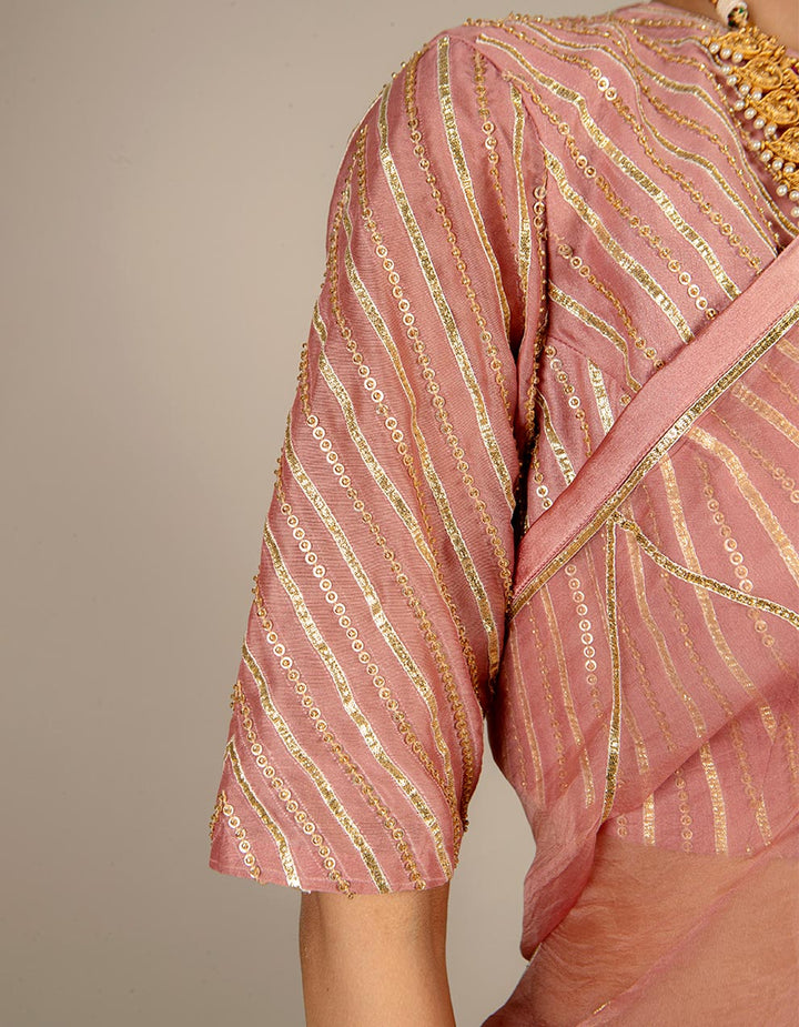 Buy-Pale-pink-chanderi-silk-embroidered-blouse-dress-for-women-in-India