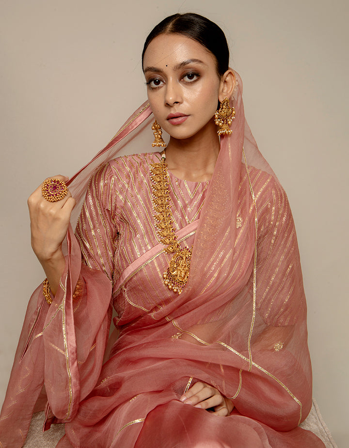 Buy-Pale-pink-organza-saree-dress-for-women-in-India