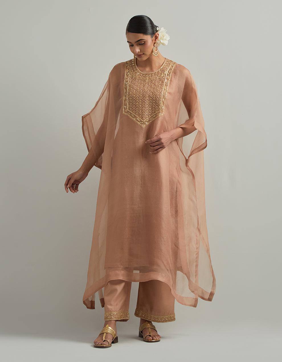 organza kaftan dress Blue Organza Printed Kaftan With Dress Design by Archana Kochhar at Pernia's Pop Up Shop 2026