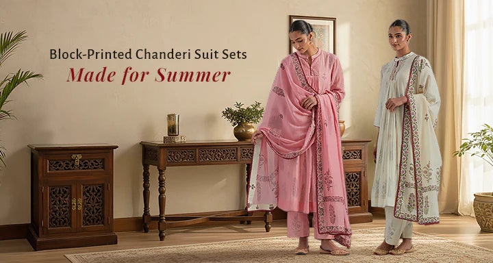 Block-Printed Chanderi Suit Sets Made for Summer