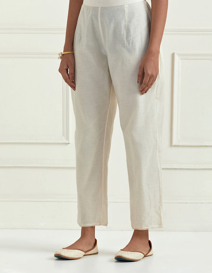 White chanderi pants