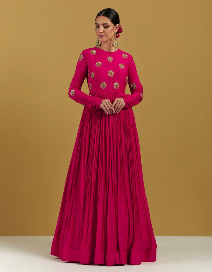 Magenta Hand Embroidered Floor Length Anarkali