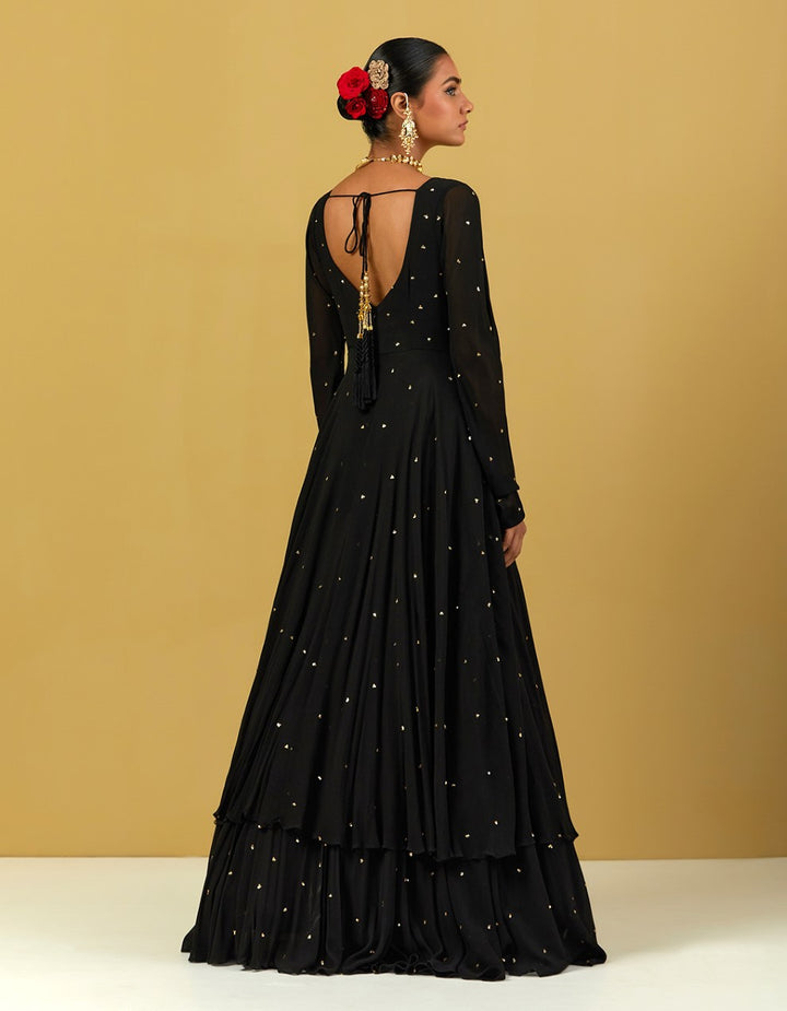 Black Hand Georgette Embroidered Gown