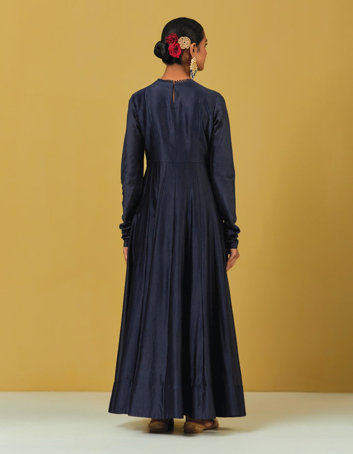 Blue Hand Embroidered Floor Length Anarkali Suit Set