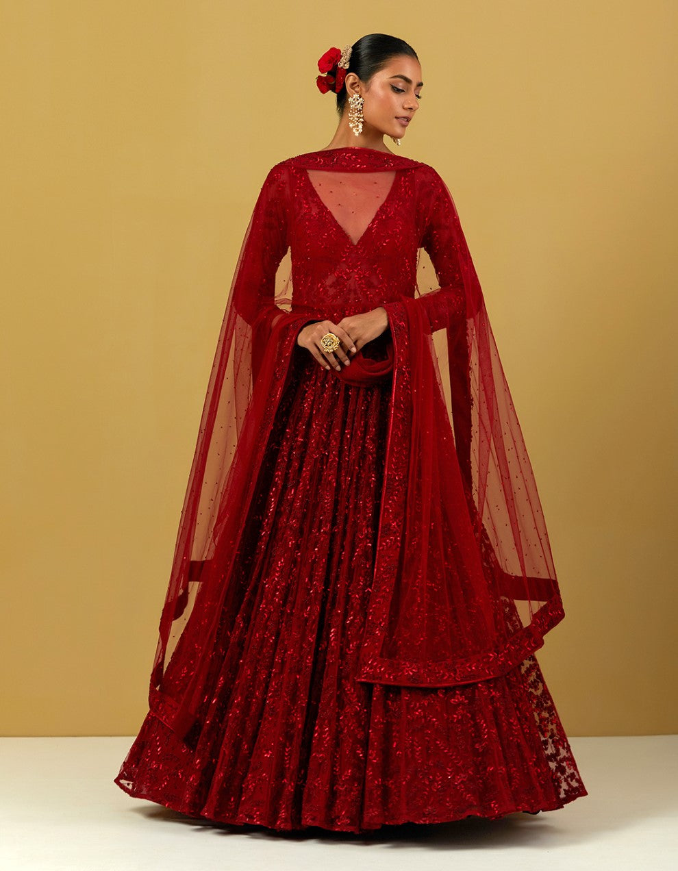 Buy Apnisha Girls Net Embroidered Gown Dress (Red_280) Online at Best  Prices in India - JioMart.