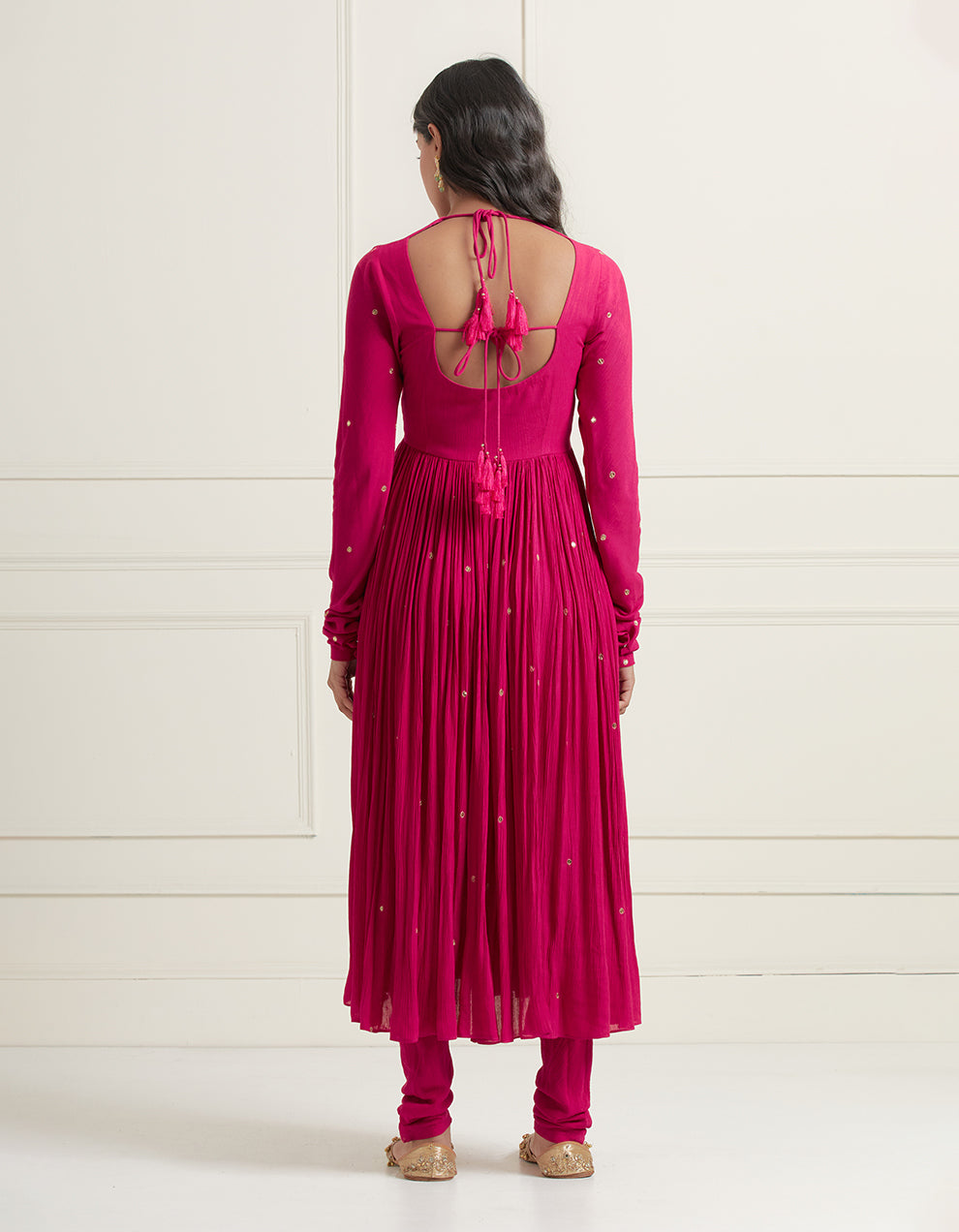 Magenta hand embroidered anarkali Kurta