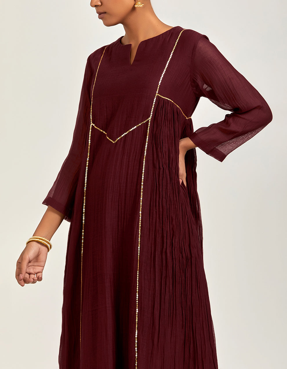 Maroon Chanderi Kurta