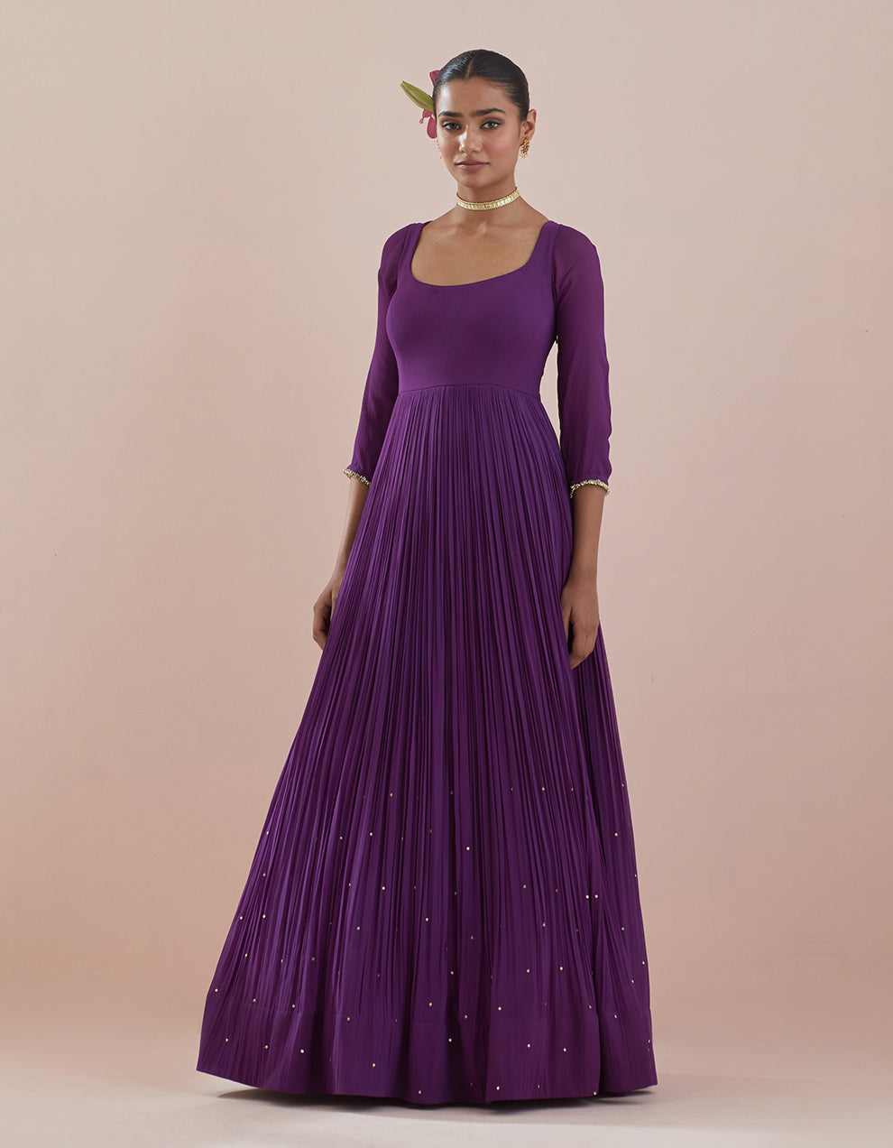 Plum Purple Georgette Anarkali with Georgette Dupatta