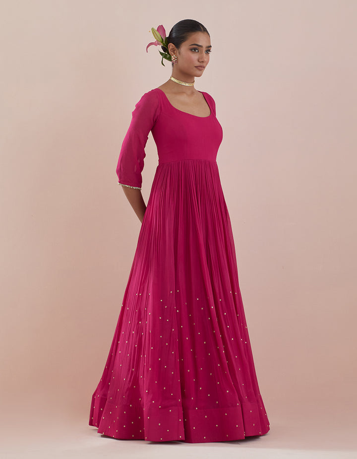 Pink Georgette Anarkali with Georgette Dupatta