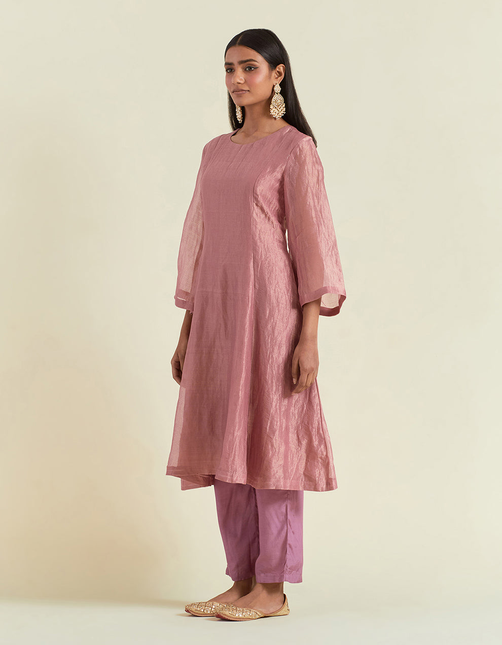 Dusty Rose Shimmer Organza Kurta