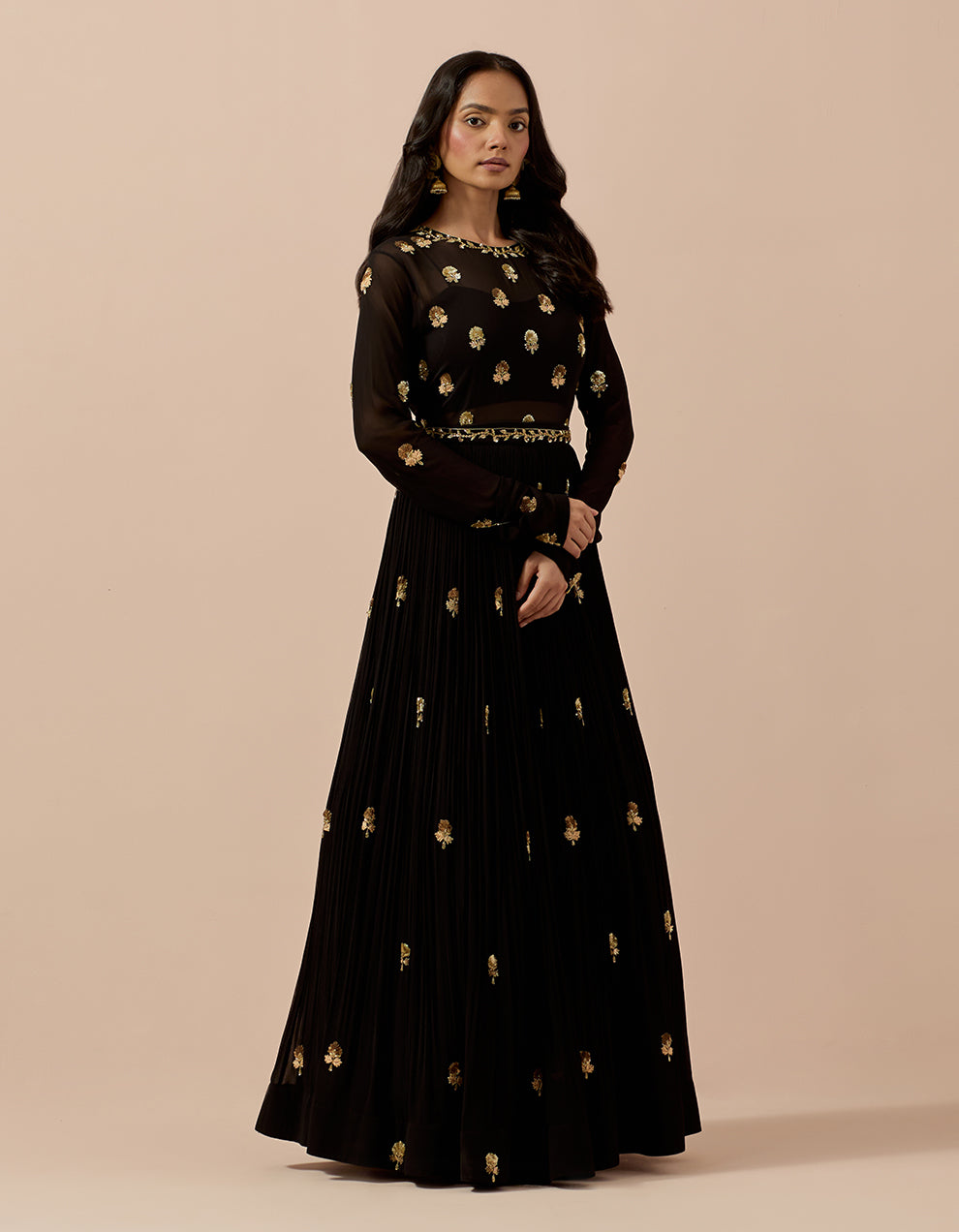 Black Georgette Anarkali with Bustier and Dupatta