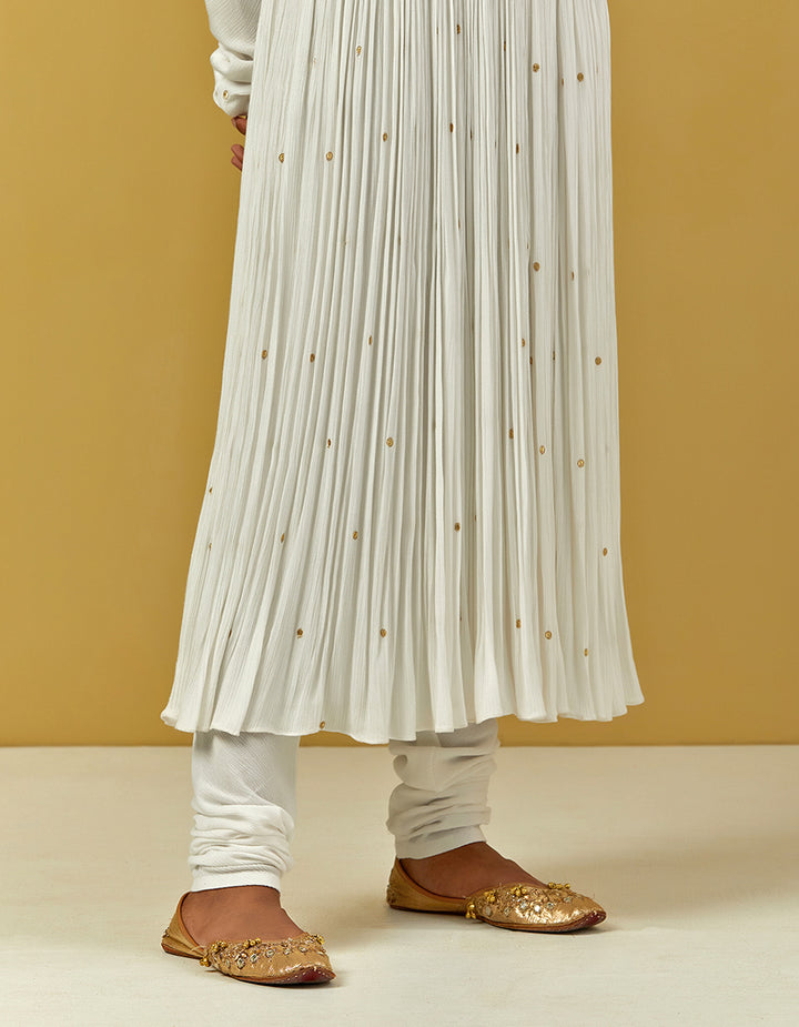 White hand embroidered anarkali with churidar