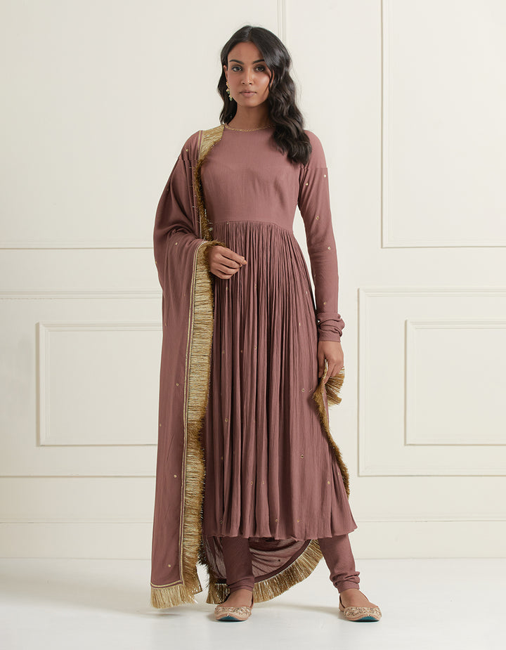 Mocha Brown Gota Lace Dupatta