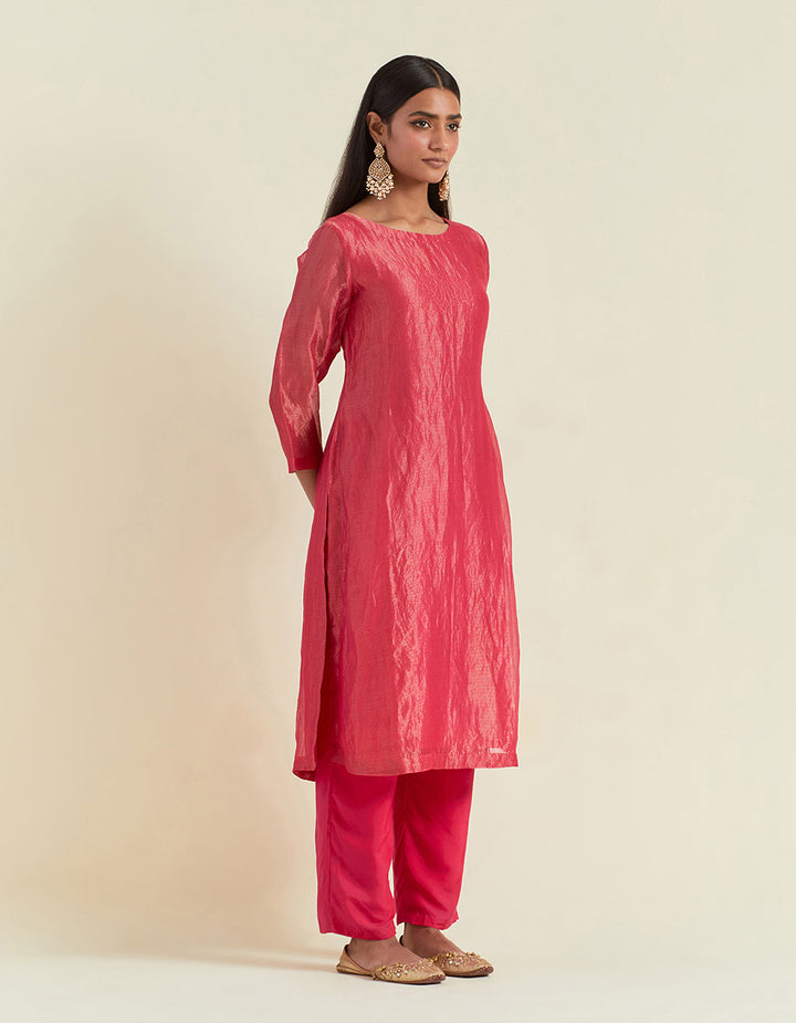 Pink Shimmer Organza Kurta