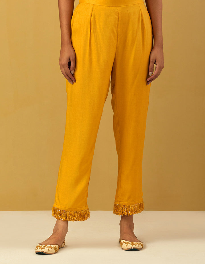 Yellow Cheese Cotton Kurta And Pants