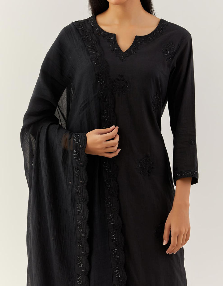 Black Embroidered Dupatta