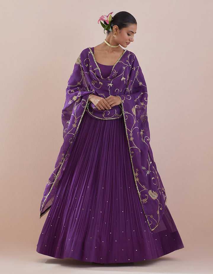 Plum Purple Georgette Anarkali with Georgette Dupatta