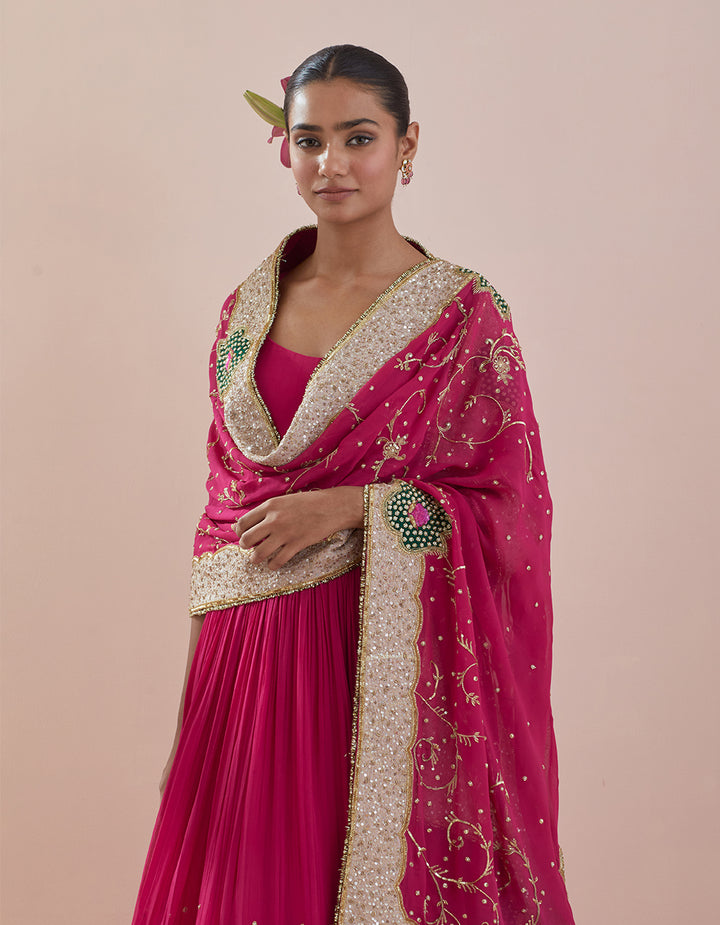 Pink Georgette Anarkali with Georgette Dupatta