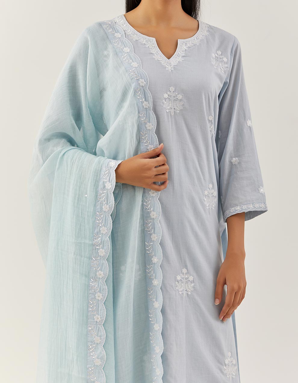 Blue Embroidered Dupatta