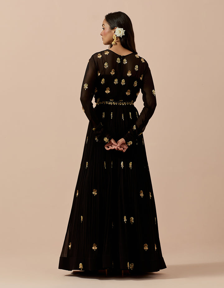 Black Georgette Anarkali with Bustier and Dupatta