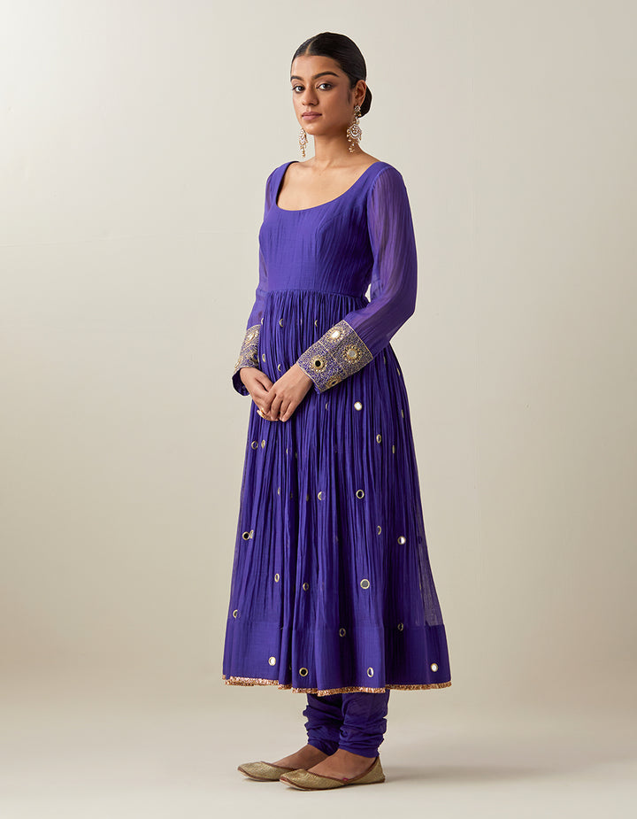 Blue Light Chanderi Anarkali