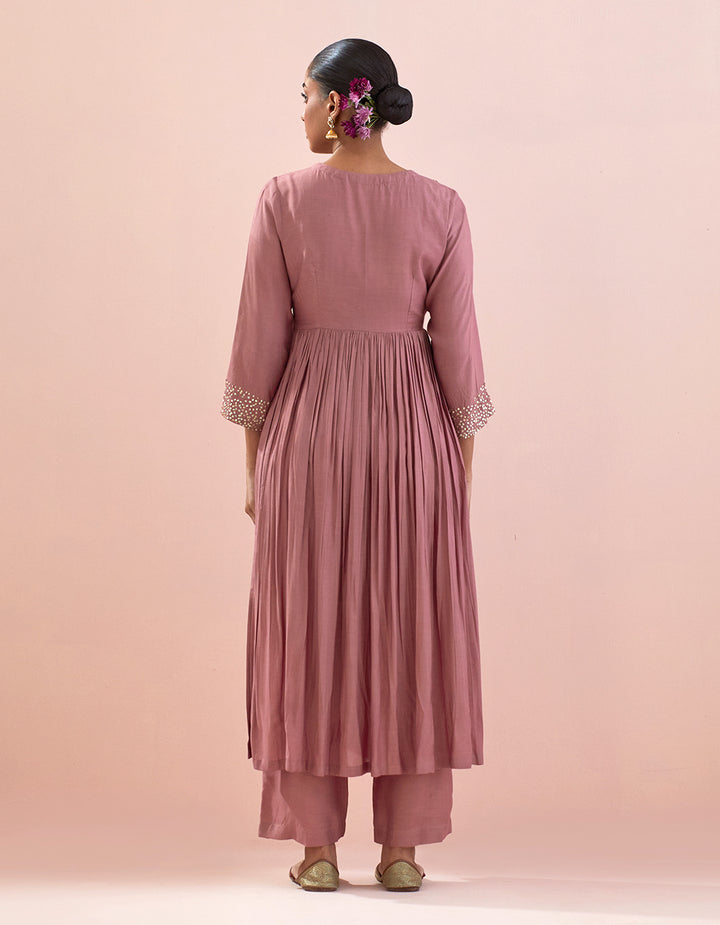 Dust Pink Muslin Kurta With Pants