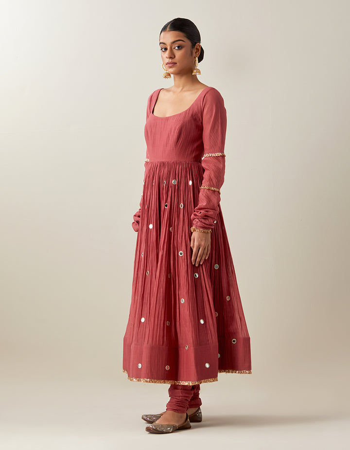 Rust Light Chanderi Anarkali