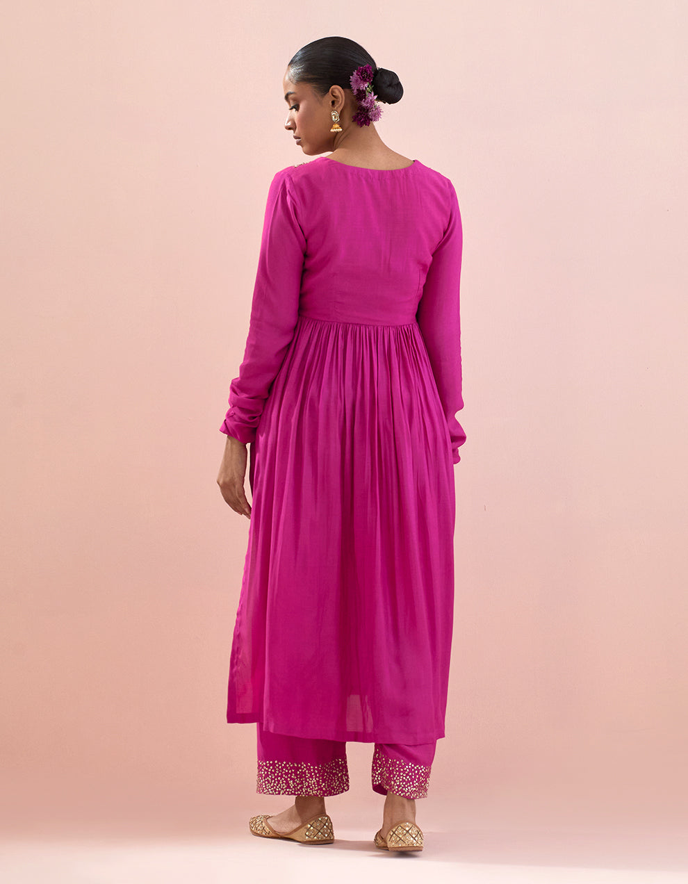 Magenta Muslin Kurta With Pants