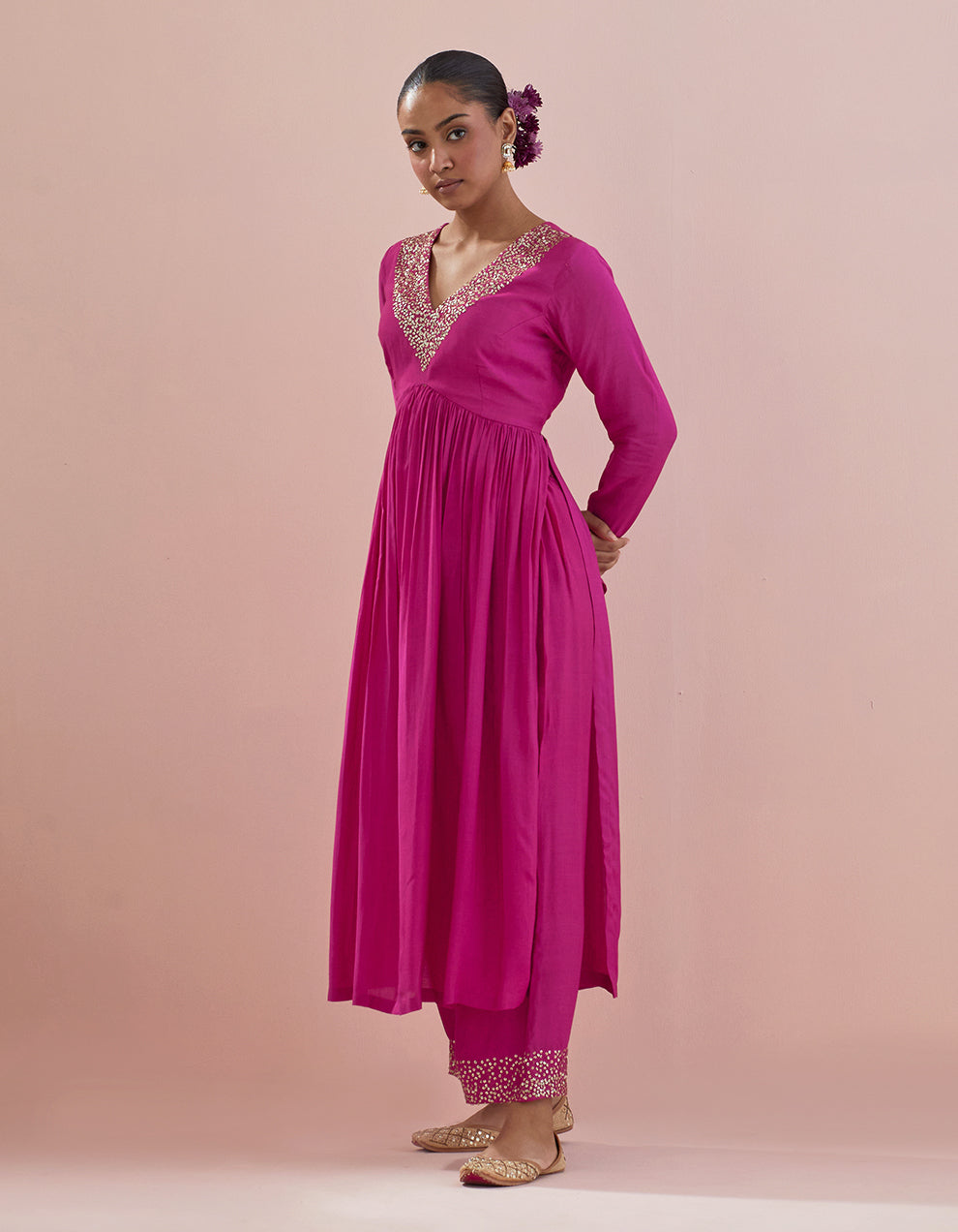 Magenta Muslin Kurta