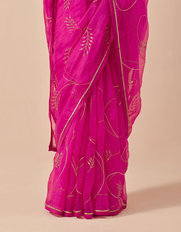 Magenta Organza Saree with Chanderi Blouse