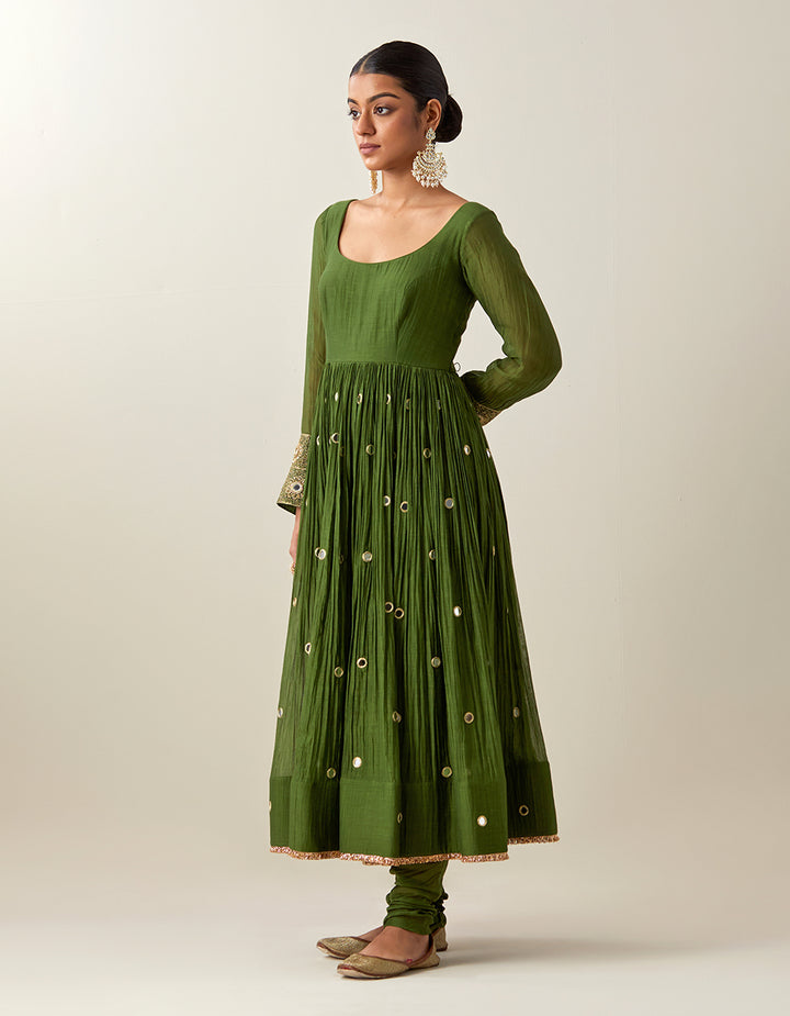 Green Light Chanderi Anarkali