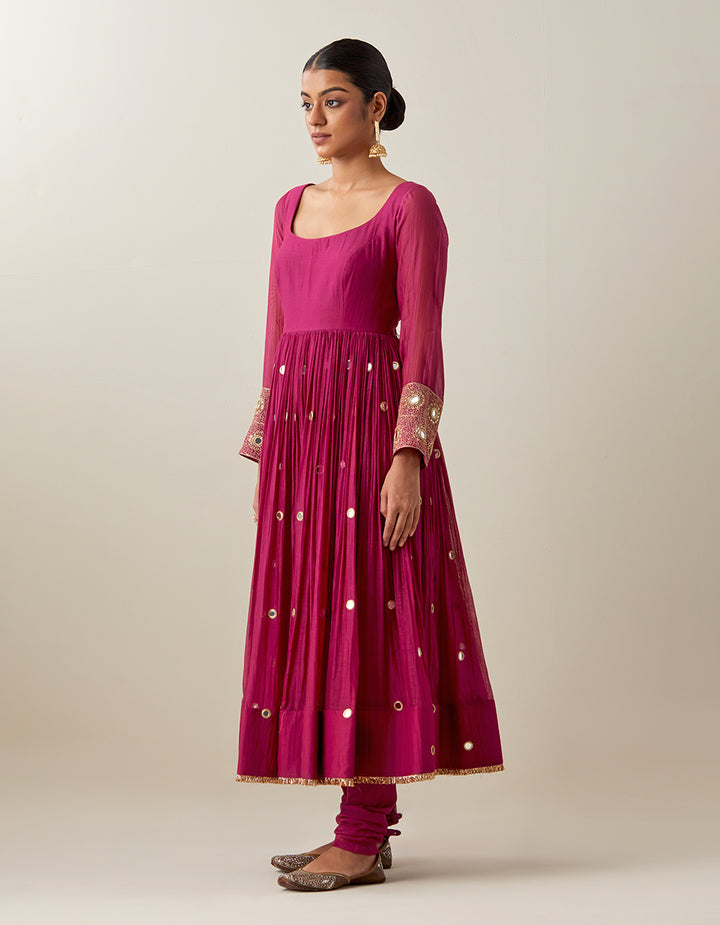 Magenta Light Chanderi Anarkali