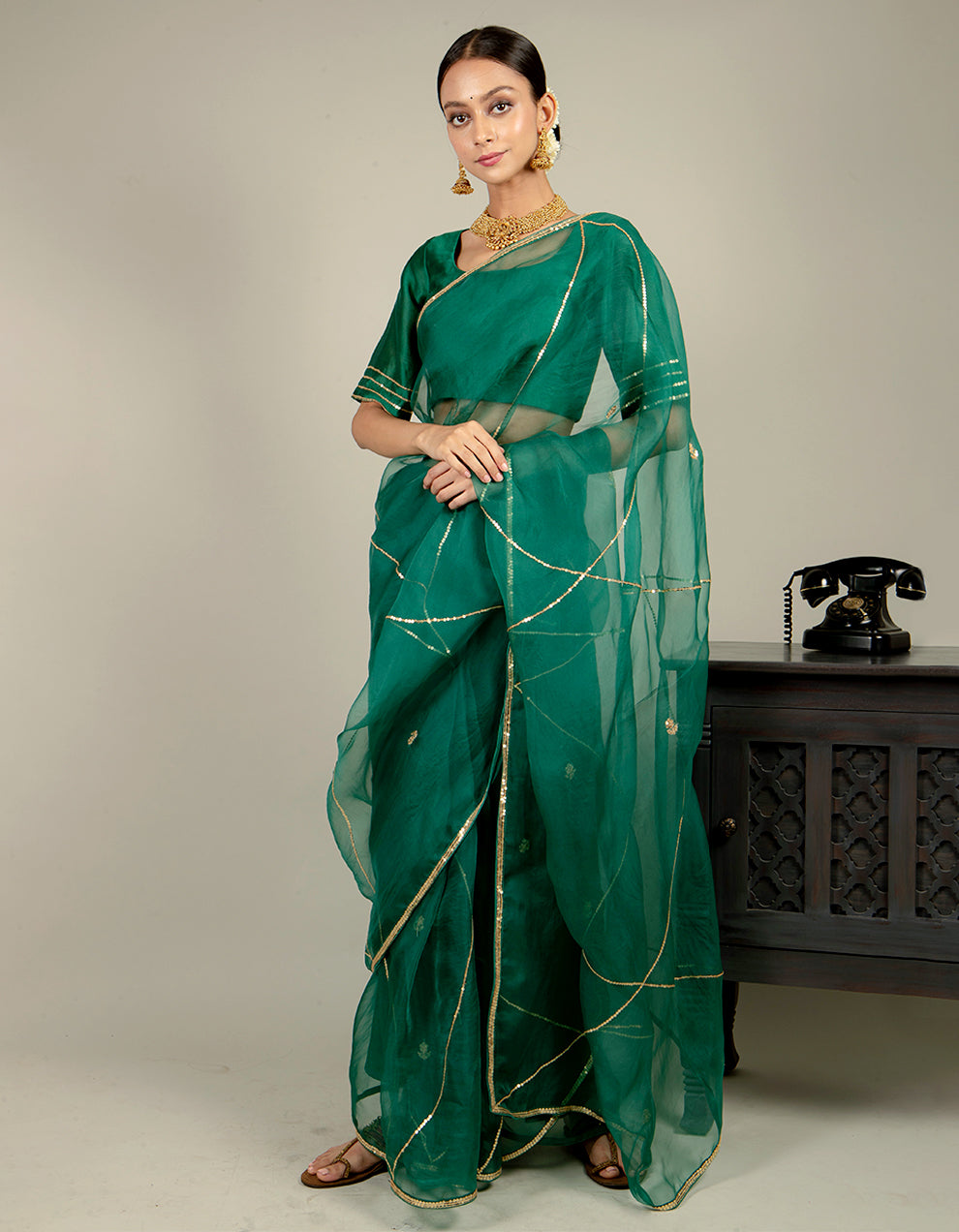 Buy-Green-Organza-Saree-dress-for-women-in-India