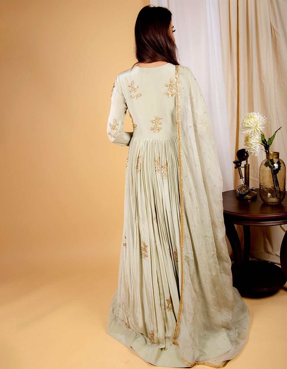 Buy-Green-floor-length-crepe-suit-with-dupatta-for-women-in-India