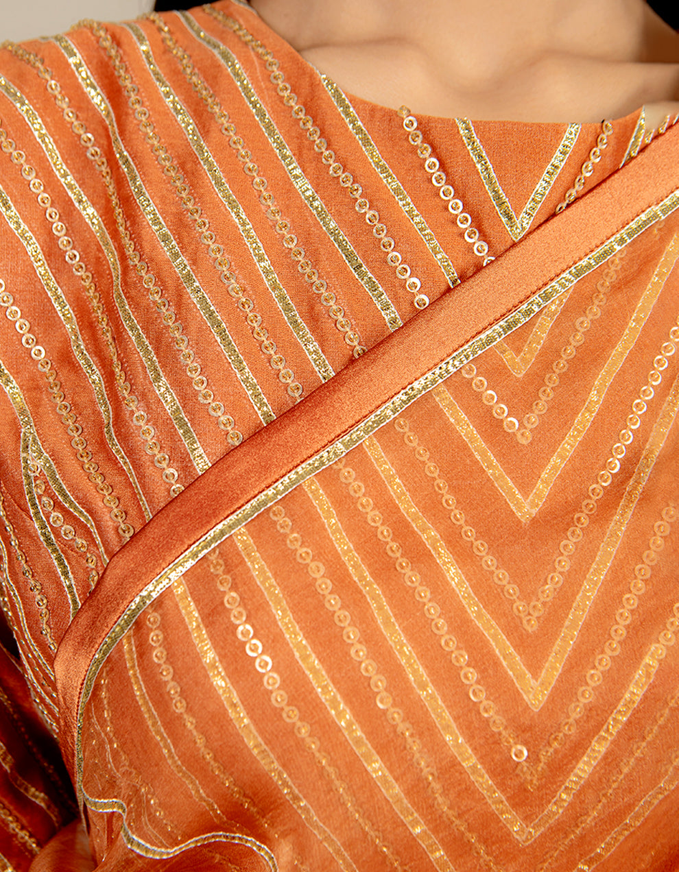 Buy-Orange-organza-saree-with-chanderi-silk-blouse-and-satin-petticoat-dress-for-women-in-India