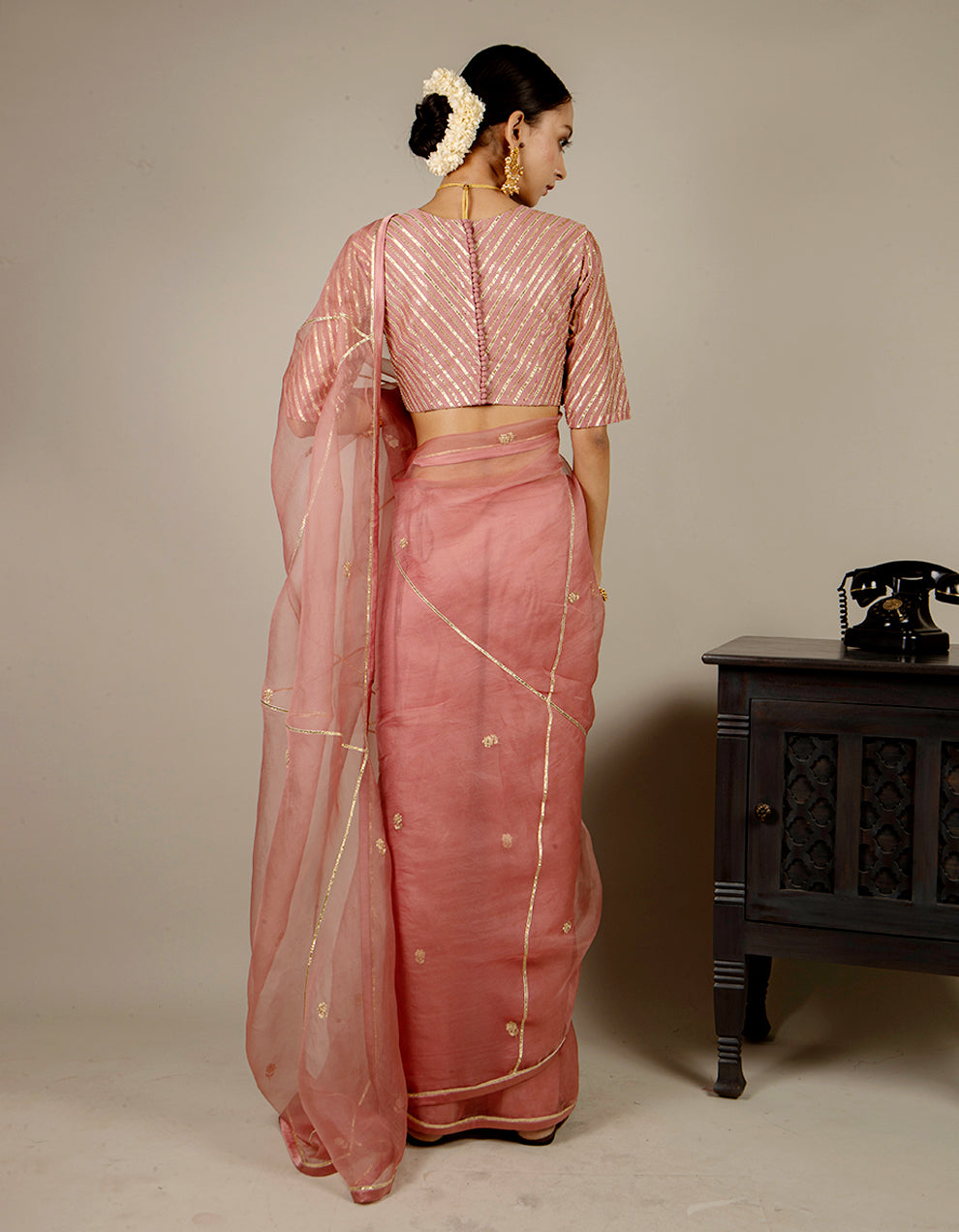 Buy-Pale-pink-chanderi-silk-embroidered-blouse-dress-for-women-in-India