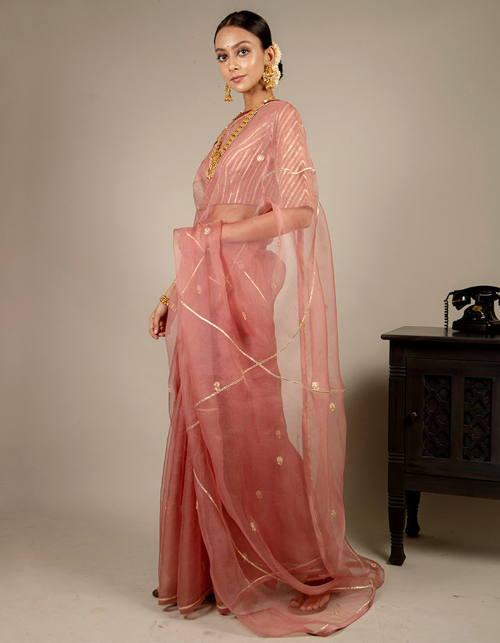 Buy-Pale-pink-organza-saree-dress-for-women-in-India