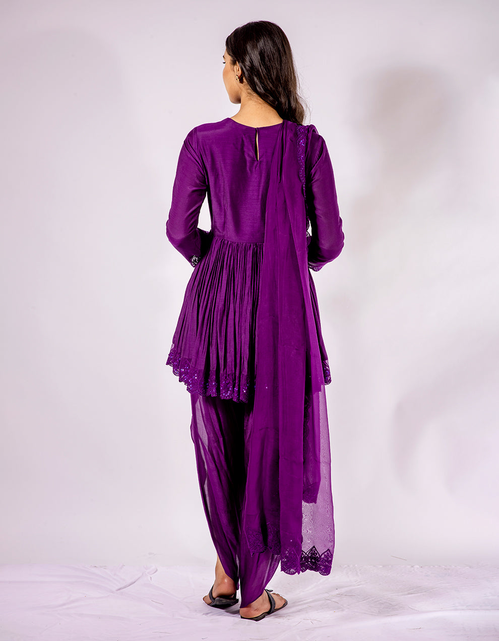 Buy-Purple-muslin-cotton-dhoti-dress-for-ladies-in-India