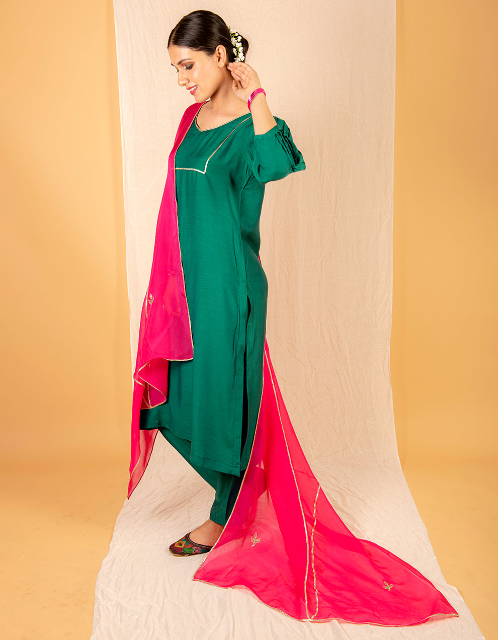 Buy-best-Magenta-pink-tissue-dupatta-dress-for-women-in-India