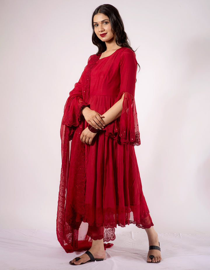 Buy-red-muslin-cotton-straight-pants-dress-for-women-in-India