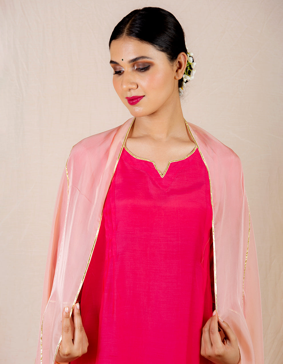 Buy-the-best-Light-pink-tissue-dupatta-dress-for-women-in-India