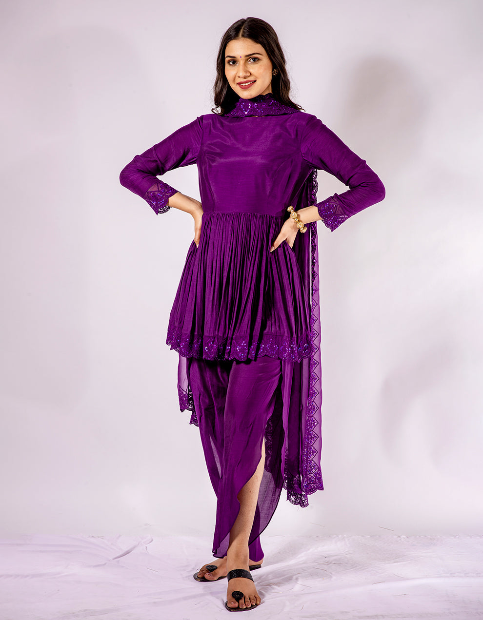 Purple-muslin-cotton-peplum-with-dhoti-and-scalloped-embroidered-tissue-dupatta