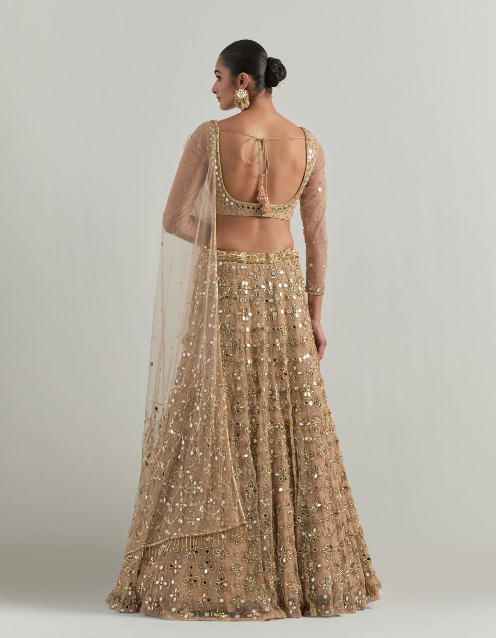 Beige Hand Embroidered Lehenga Set