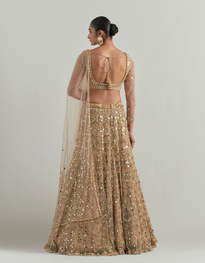 Beige Hand Embroidered Lehenga Set
